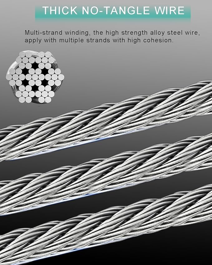 50FT Self Retracting Lifeline Fall Arrest RTOVZON Fall Protection Steel Wire Rope Heavy Duty Retractable Lanyard, Safety Lanyard, Roofing Lifeline, SRL