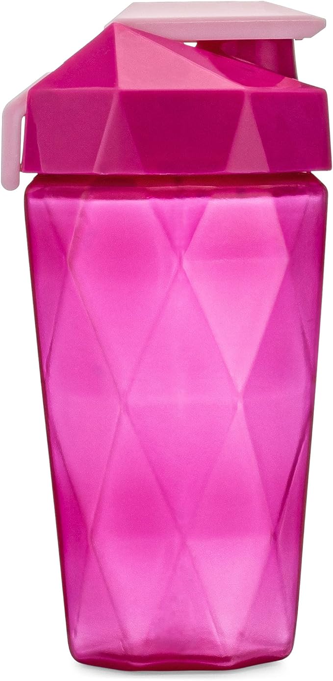 Classic 20oz Blender Shaker Bottle | Protein Shaker Bottle with Diamond Agitator | Shaker Cup with Carrying Handle and Dishwasher Safe | Raspberry - 20-Ounces