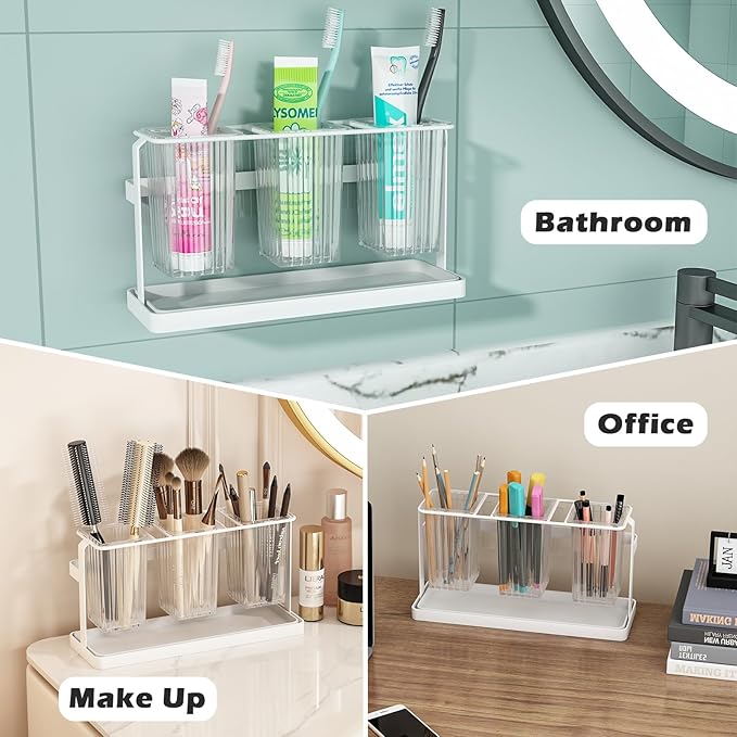 bukfen Utensil Holder Kitchen Utensil Holder for Countertop, 11.42"x3.74"x6.3"-Large Cooking Utensil Crocks for Kitchen Counter Modern Utensil Organizer for Spatula Cooking Utensil Organizer,White