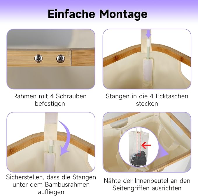 145L Double Laundry Basket with Lid, 2 Section Dirty Clothes Hamper with 2 Removable Bags for Bedroom, Bathroom, Dorm, Beige