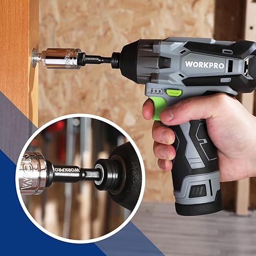 WORKPRO 6-Piece Socket Adapter Extension Set, 1/4, 3/8, 1/2-Inch Drive, 1/4-Inch Hex Shank, 2.6, 2.9 & 6 Inch Length, Impact Grade Extension Bit With Holder For Power Drill & Impact Driver