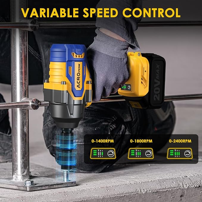 Cordless Impact Wrench Compatible with DEWALT 20V MAX Battery, 1/2 Inch Brushless High Torque Power Impact Gun 665 Ft-lbs(900 N.m) with 3-Mode Speed, LED Light (Bare Tool Only)