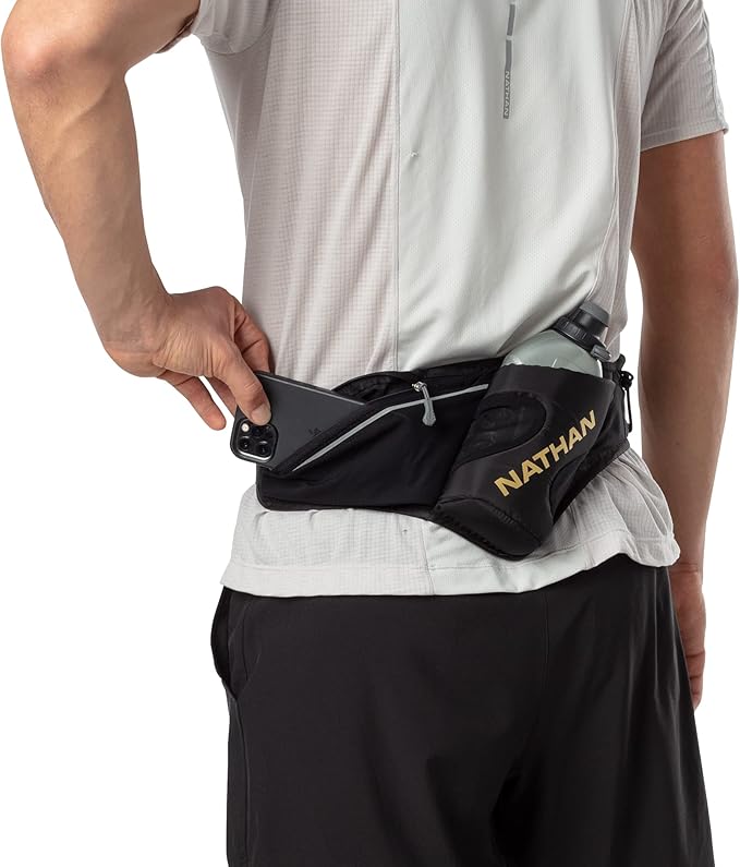 Nathan Peak Hydration Waist Pack with Storage Area & Run Flask 18oz – Running, Hiking, Camping, Cycling