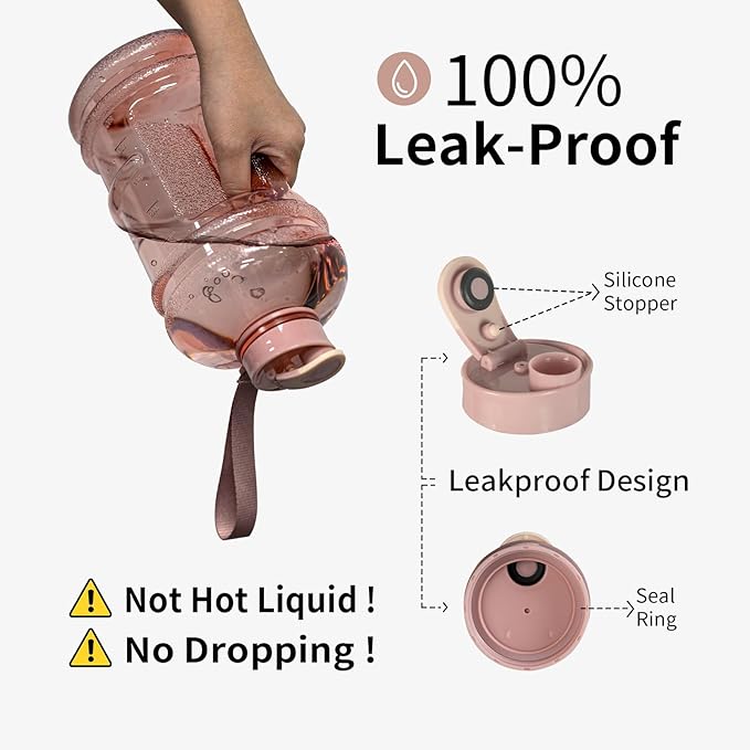 TOOFEEL 2 Liter Water Bottles - Half Gallon Water Bottle BPA Free - Ideal for Gym, Big Water Jug, Reusable Sports Bottle with Measurements Marked Drink Container - 2.2L 74oz Transparent Pink Bottle