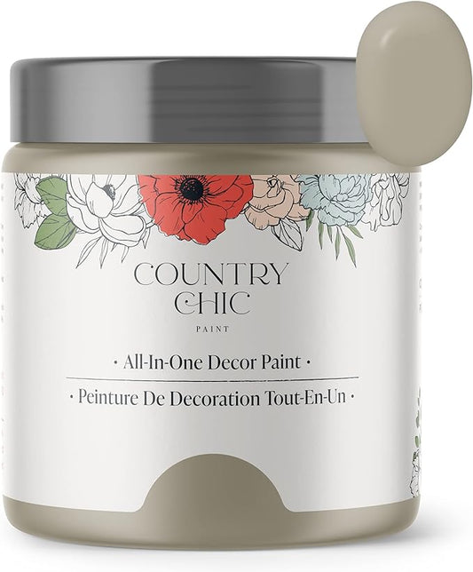Country Chic All-in-One Chalk Paint for Furniture, Cabinets, Home Decor, Eco-Friendly, Matte Finish, Built-In Primer & Top Coat for Wood, Metal - Soiree (Beige Taupe) - 4 oz (118 ml)