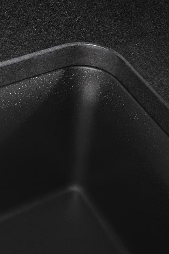 KOHLER K-8204-CM1 Cairn Sink, 33" Neoroc Composite Undermount Double-Bowl Kitchen Sink, Composite Kitchen Sink with Sink Rack, Matte Black