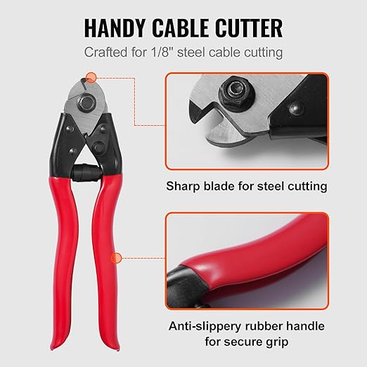 VEVOR T316 Deck Railing Cable, 1/8" Stainless Steel Wire Rope 300 ft with Cutter Kit, 7x7 Strands Construction Marine Aircraft Grade for Handrail Stair Decking Fence Outdoors