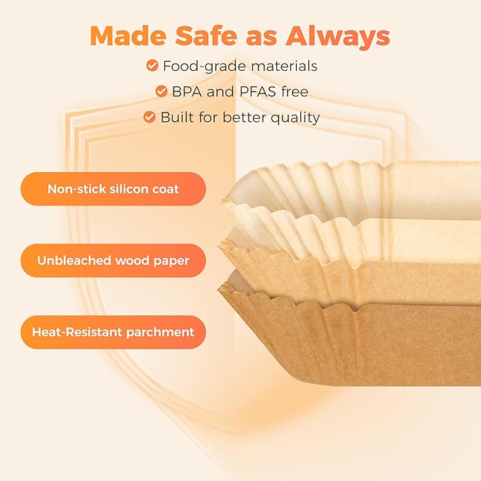 Tastee Air Fryer Liners 100Pcs - Design for 3-6QT Air Fryer Baskets, Oil-Absorbent Disposable Paper Liners, 450°F Heat Resistant, Custom Fit