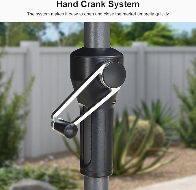 PURPLE LEAF 10' Round Patio Umbrella Outdoor Table Umbrella Aluminum Frame Market Umbrella Sun Umbrella with 8 Sturdy Ribs & Tilt for Garden Deck Lawn & Pool Gray