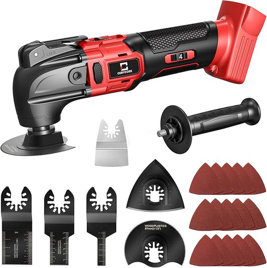 Cordless Oscillating Tool Compatible with Milwaukee 18V Battery, 21000 OPM Max Brushless-Motor Tool with Auxiliary Handle, Oscillating Multi-Tool for Scraping, Sanding,Cutting Wood(Tool only)