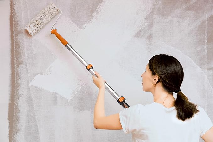 1.5-3 ft Long Paint Roller Extension Pole // Multi-Purpose Telescopic Extension Pole with Universal Twist-on Metal Tip // Lightweight & Sturdy Extendable Pole for Painting Dusting and Window Cleaning