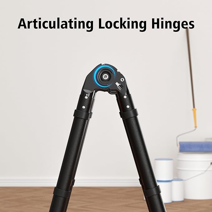 12.5 FT Telescoping A Frame Ladder, 6 Step, ANSI Certified, Type I Heavy Duty, 330lbs Max Capacity, Aluminum Extension Ladder for Home, Roof, RV; Yellow