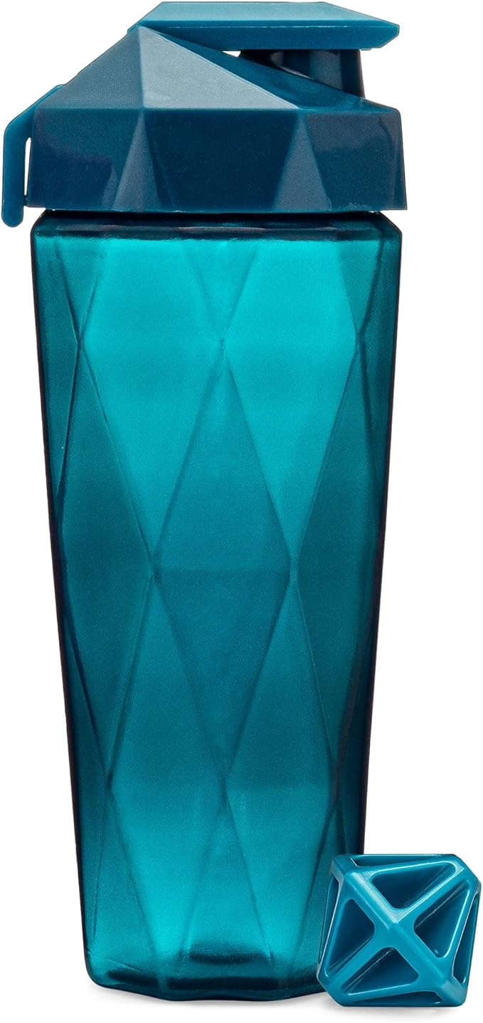 Classic 28oz Blender Shaker Bottle | Protein Shaker Bottle with Diamond Agitator | Shaker Cup with Carrying Handle and Dishwasher Safe | Teal - 28-Ounces