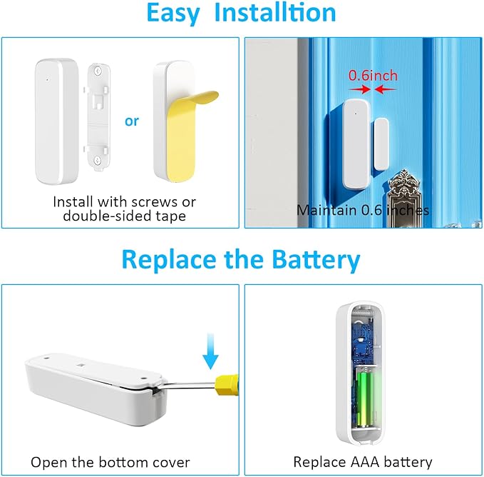 Wireless Door Chime for Business Entering, Door Open Alarm for Kid/Toddler Home Safety (500ft Range 51 Ringer) Door Dinger Buzzer Alert, 1 Receiver +2 Sensor