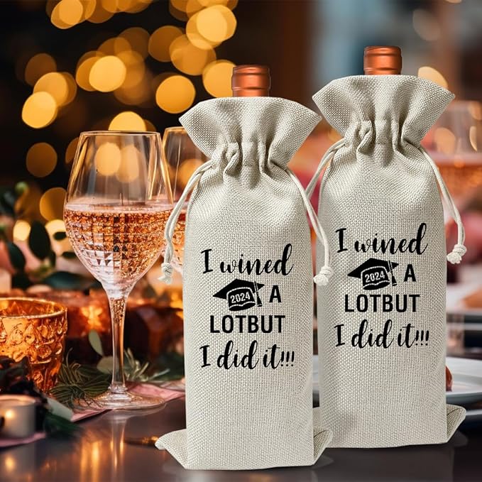 Funny Graduation Gift Wine Bag For Students, I Wish A Lotbut I did It, Graduation Party Supply Favors Decor, Inspirational Graduation Gift For Daughter Son, Wine Champagne Gift Bag With Drawstring