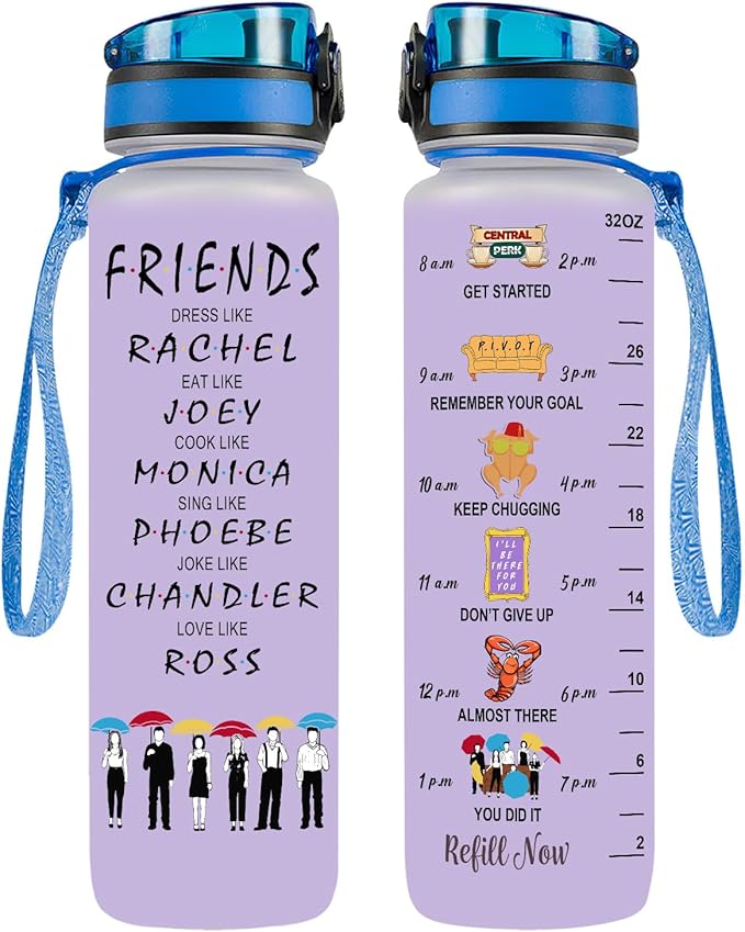 Gifts for Best Friends, Friends Water Bottle 32 oz with Time Marker, Bestie Motivational Bottle, Friendship Birthday Gifts, Bestie Gifts for Women