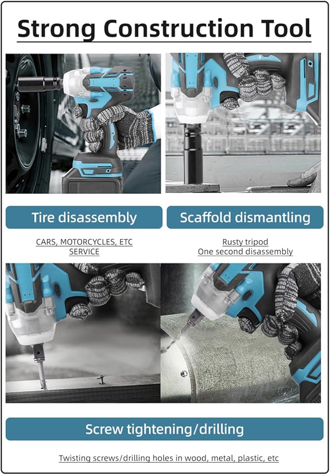 21V Cordless Impact Wrench, 406 Ft-lbs (550Nm) Brushless 1/2 inch, 3200 rpm High Torque Impact Gun, 2 x 3000mAh Battery, 5Pcs Driver Sockets, 14 Bits, Charger, Storage Box for Car Home