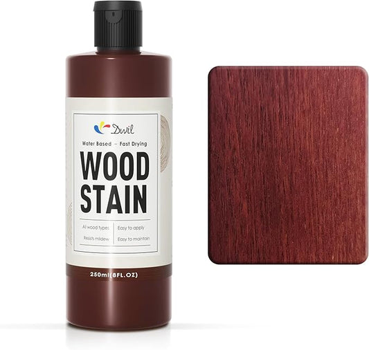 DWIL Water Based Wood Stain - Multiple Finishes, Fast Drying, Indoor and Outdoor Furniture, Wood Paneling, Cabinets and More, Low Odor ＆ Non-Toxic (8.5oz Red Cherry)