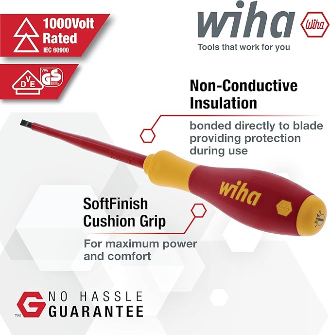 Wiha 32093 Slotted and Phillips Insulated Screwdriver Set, 1000 Volt, 10 Piece