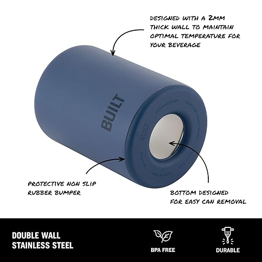 BUILT 12 Ounce Double Wall Stainless Steel K2 Can Chiller Concrete Grey