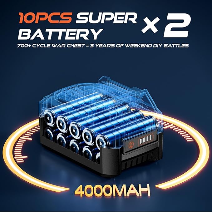 Cordless Impact Wrench 1/2 Inch, [Brushless] [REAL 400N.m] [2350 RPM], Impact Gun with 2×4.0Ah Battery [21V MAX], Power Electric Wrench for Car Tire/House/Mower, [6 Sockets] [Storage Box]