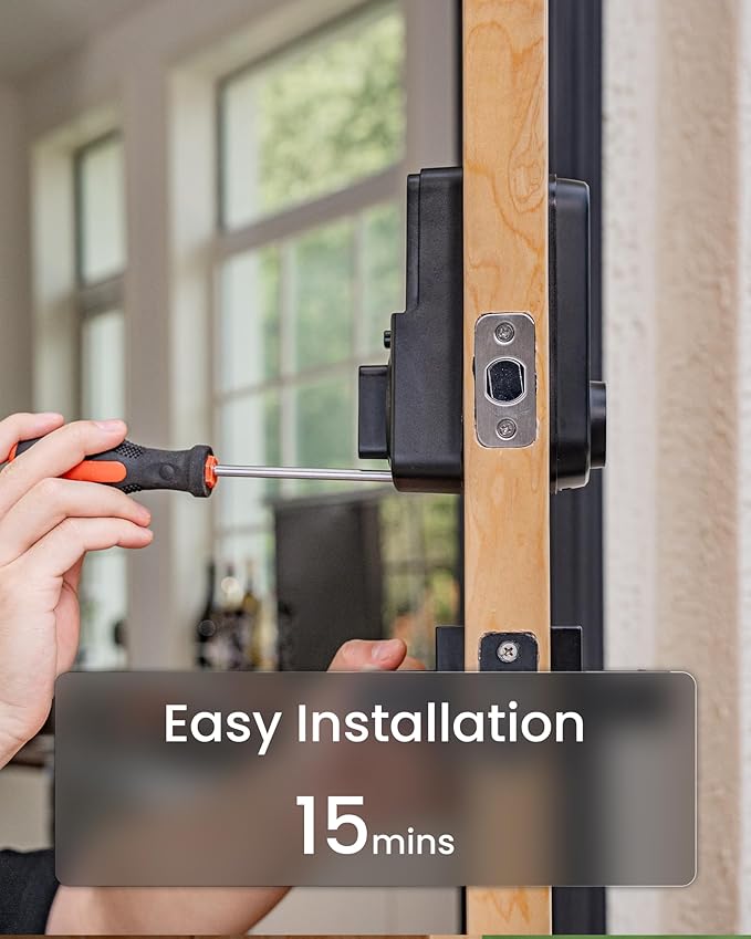 DESLOC Smart Door Lock B200, Smart Deadbolt Lock, Keyless Entry Door Lock, Fingerprint Smart Lock, Smart Locks for Front Door, App Control, Touchscreen Keypad Deadbolts,12-Month Battery, Matte Black