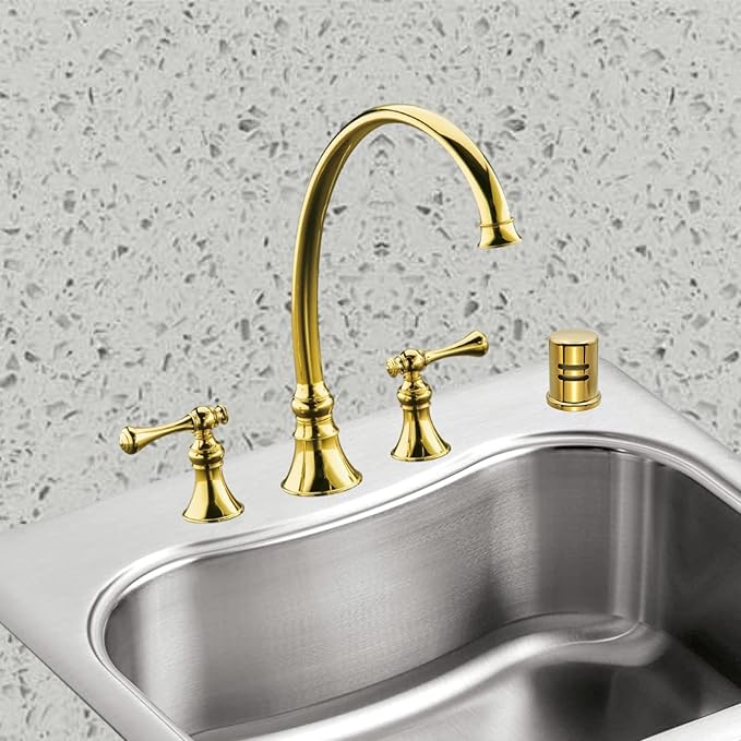 Dishwasher Air Gap Cover only, Skirted, Replacement air gap dishwasher,Solid Brass, Polished Brass Finish