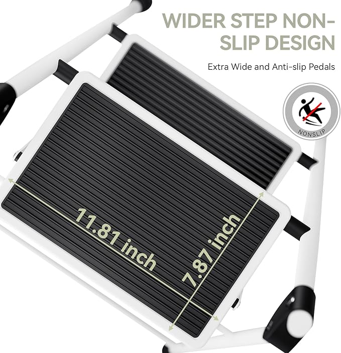 KINGRACK Step Ladder 3 Step Folding with with Anti-Slip and Wide Pedal,Portable Foldable,Tall Sturdy Step Ladder with Handgrip for Home Kitchen Household,White