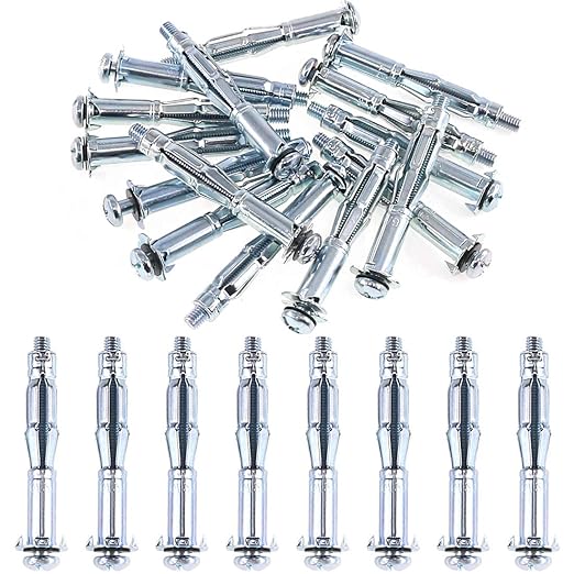 Glarks 30Pcs 6x65MM Heavy Duty Zinc Plated Steel Molly Bolt Hollow Drive Wall Anchor Screws Set for Drywall, Plaster and Tile (M6x65)