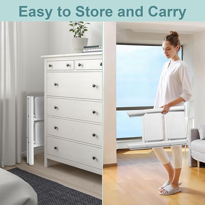 Upgraded 2 Step Ladder, 330 lbs Folding Aluminum Step Stool with Wide Anti-Slip Pedals, Lightweight & Portable Ladder for Kitchen, Closet, Office, Home Use - White