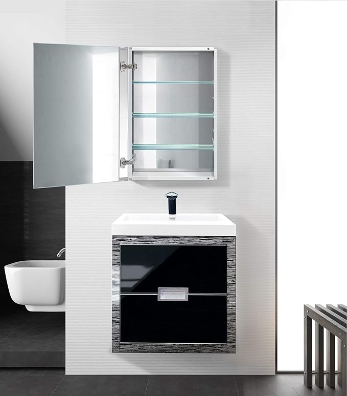 Krugg Medicine Cabinet | Recess or Surface Mount | Blum Hinge 170 Degree Soft Close | (20"x30")