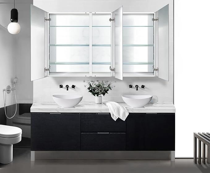 Krugg Medicine Cabinet | Recess or Surface Mount | Blum Hinge 170 Degree Soft Close| (60"x36")