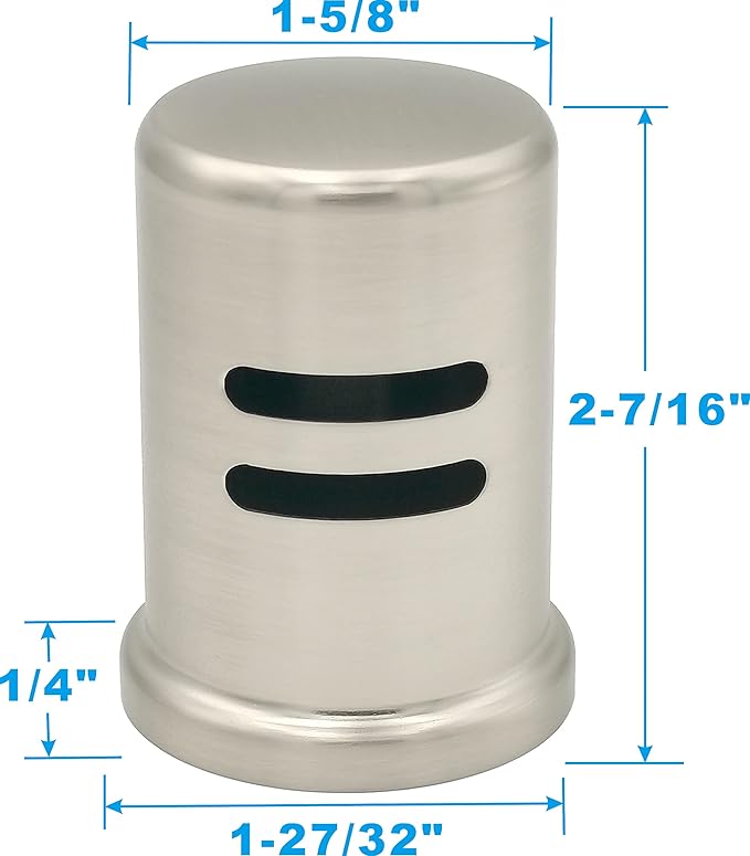 Satin Nickel Dishwasher Air Gap Cover only, Skirted, Replacement air gap dishwasher,Solid Brass, Satin Nickel Finish