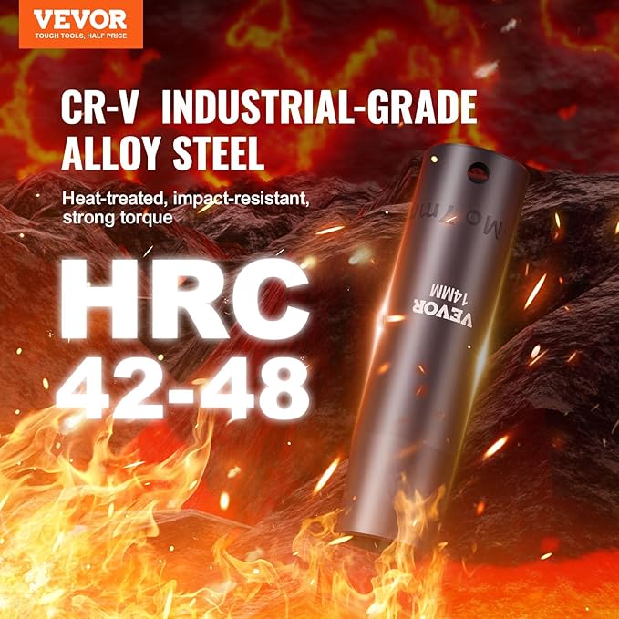 VEVOR Impact Socket Set 3/8" Drive, 48-Piece Standard SAE (5/16 to 3/4 inch) & Metric (8 to 22 mm) Size, Deep & Shallow, 6 Point, CR-V, Extension Bar, Universal Joint, 1/2" F to 3/8" M Reducer