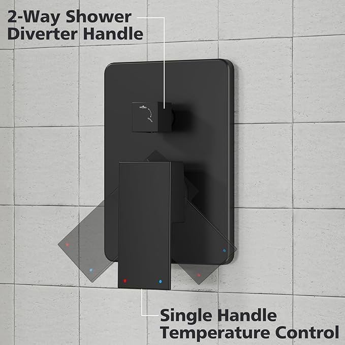 Gabrylly Black Shower Faucet Set, All Metal Rain Shower System with 12” Rain Shower Head, Shower Head with Handheld Combo,Shower Valve Include, Matte Black