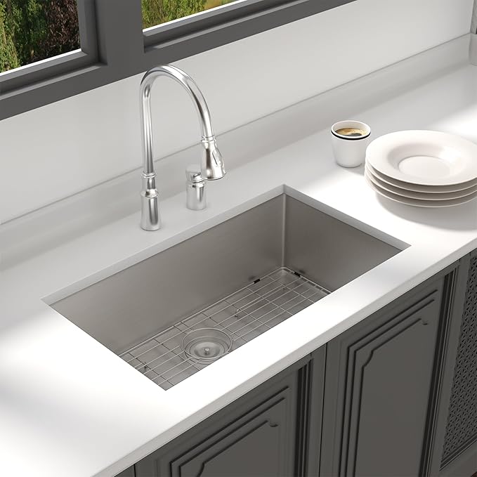 32 Undermount Kitchen Sink - Lordear 32x19 Inch Undermount Sinks Stainless Steel 16 Gauge Single Bowl Under Counter Basin Round Corner Handmade Sinks