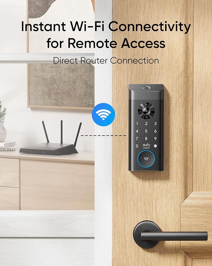 eufy Security Video Smart Lock E330, 3-in-1 Camera+Doorbell+Fingerprint Keyless Entry Door Lock, Smart Built-in Wi-Fi Deadbolt for Front Door, Auto Lock, App Remote Control, Easy Installation