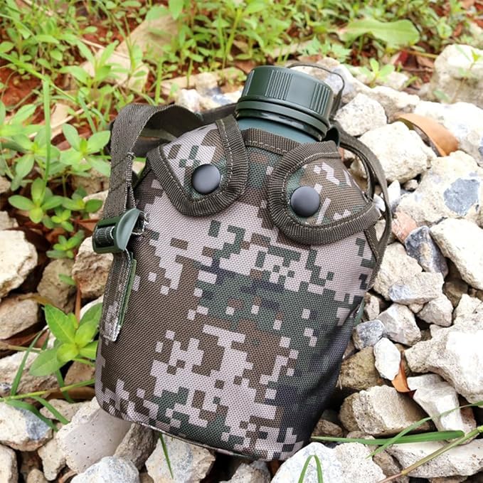 GANAZONO 1 Set Canteen Stainless Steel Water Pitcher Militaries Stainless Steel Kettle Wicker Rattan Balls Sports Water Jug Survival Kettle Water Kettle Water Bottle Aluminum Cup