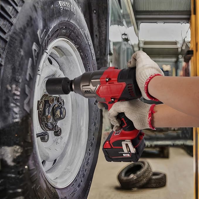 FSYAO 18V 1/2 inch cordless impact wrench-brushless, 1100 ft-lbs(1500Nm) maximum torque, 4-speed adjustment, automatic start and stop.(Main unit only, no battery).