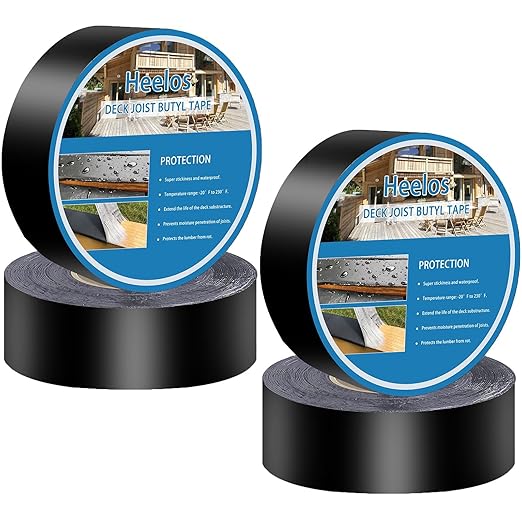 Deck Joist Tape 2''×50',4 Pack Weather-Resistant Joist Tape for Decking,Waterproof Seal Antiseptic Butyl Decking Tape,Self-Adhesive Flashing JoistsTape for Wood Decks Beams Roof