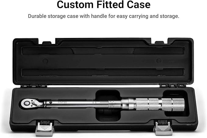 Capri Tools 31201 15-75 Foot Pound Industrial Torque Wrench Drive, 3/8" Drive, Matte Chrome