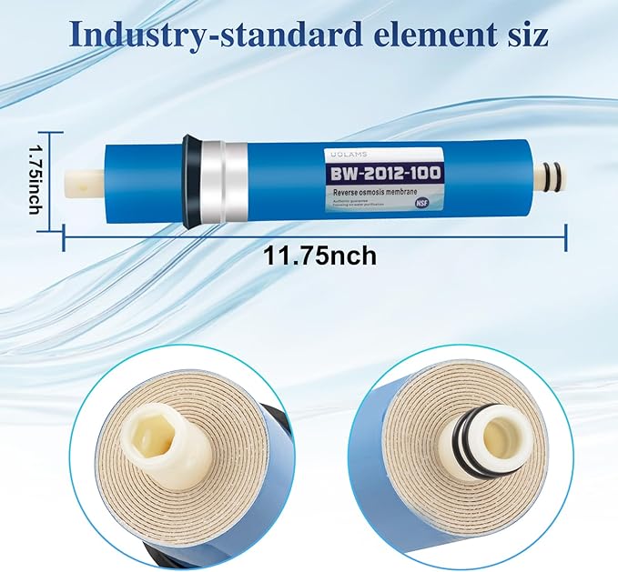 Reverse Osmosis Membrane 100 GPD 11.75"x1.75" RO Membrane Water Filter Replacement Fits Standard for Under Sink RO Drinking Water Filter Filtration Purifier System