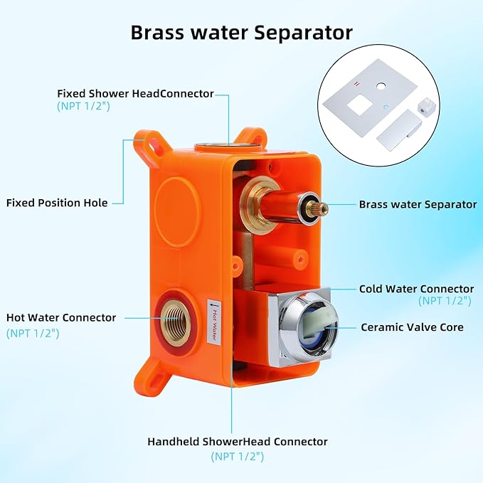 Bathroom Shower Faucet Set，10 Inch Rain Shower Head with Handheld Spray，Brass Shower Valve Trim Kit，Wall Mounted Square Rain Shower System (Chrome)