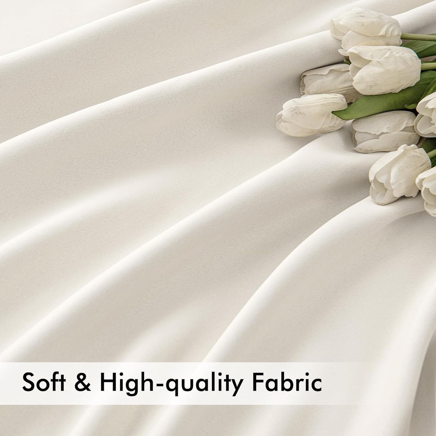 MIULEE Ivory Back Tab Blackout Curtains 63 Inch Length 2 Panels Set for Living Room Bedroom Privacy, Rod Pocket/Pinch Pleat Thermal Insulated Room Darkening Pleated Light Blocking Drapes