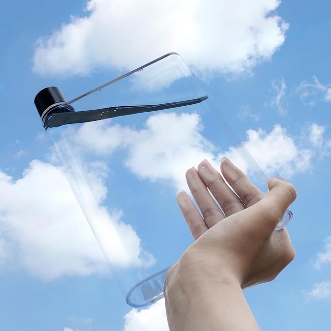 Flat Water Bottle 420ml,Plastic Portable Flat Water Bottle for Purse,Square Water Bottle Flat for Sports Gym Fitness Outdoor,Without Pattern