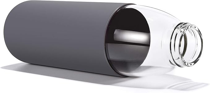 veegoal Glass Water Bottles 18 Oz Borosilicate with Bamboo Lid, BPA-FREE, Non-Slip Silicone Sleeve, and Stainless Steel Leak Proof Lid - Glass Water Bottle for Men and Women