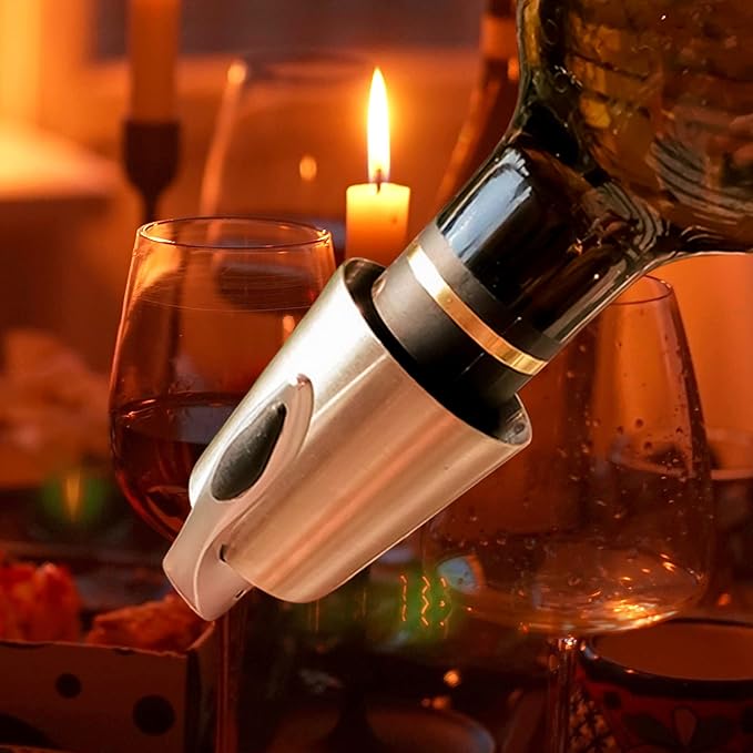 Stainless Steel Wine Bottle Stopper, Wine Vacuum Stopper with Silicone Seal, Reusable Wine Saver Plug to Keep Wine Fresh, Leakproof and Airtight Seal Toppers for Bottles 1 Pack