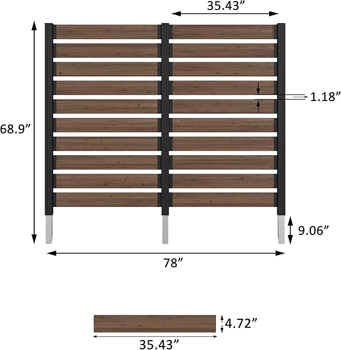 78” W x 60” H Wooden Air Conditioner Fences for Hard Ground & Soft Ground, 2 Outdoor Garden Fences, Privacy Screen Panels with Aluminum Stakes, Trash Can Pool Equipment Enclosure, Brown