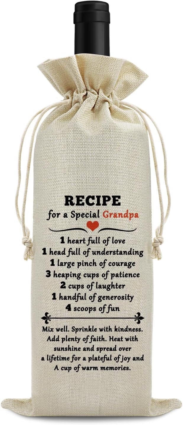 Grandpa Gifts for Men Wine Bag Cute Grandpa Gifts from Grandchild Best Grandpa Ever Gifts Father's Day Gifts for Great Grandpa Wine Bottle Bag Birthday Christmas Gifts for Grandfather Wine Gift Bag