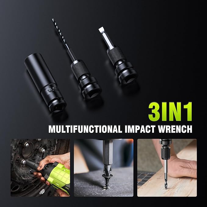 Cordless Impact Wrench, 406Ft-lbs (550N.m) Brushless 1/2 inch, 2800RPM High Torque Impact Gun, 2x 4.0Ah Battery, Charger, 4 Sockets, Electric Impact Wrench for Car Home